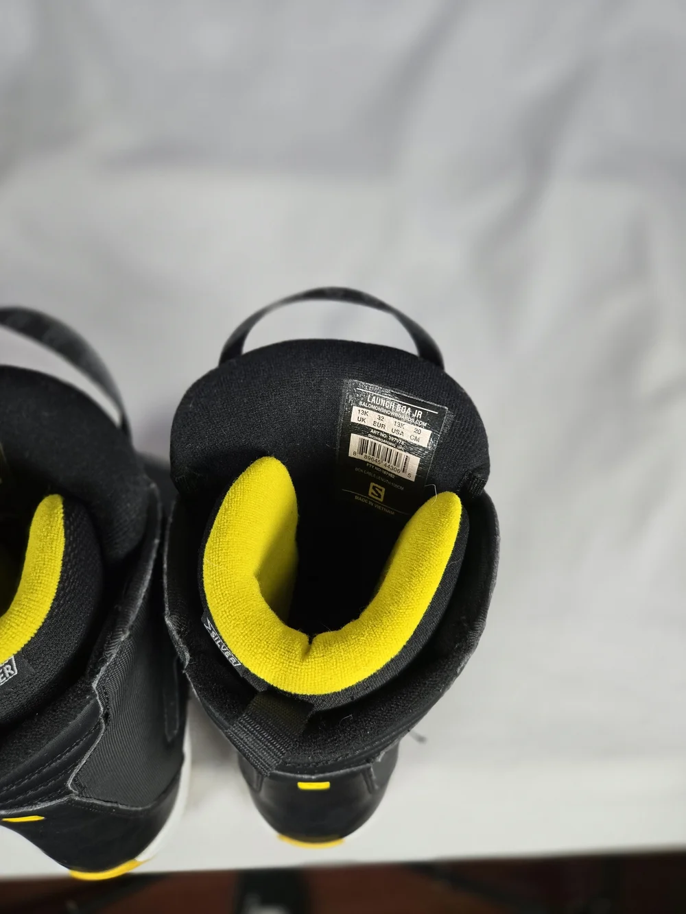 Salomon Kids Launch BOA Jr Snowboard Boots Black Yellow Size 13K